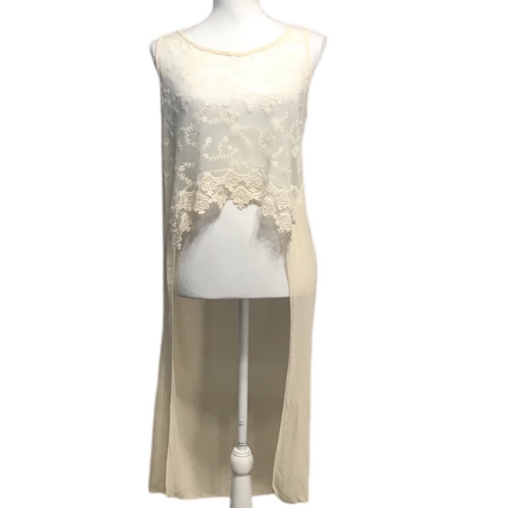 NWOT Orange Creek Chiffon Lace Sleeveless Overlay Tunic Top